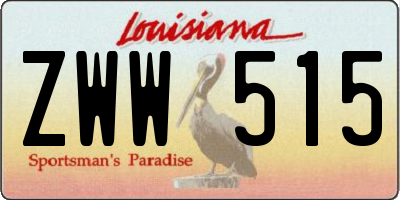 LA license plate ZWW515