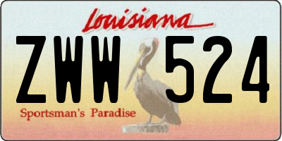 LA license plate ZWW524