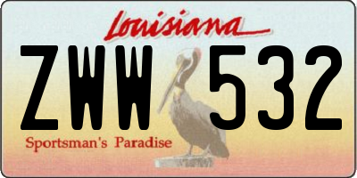 LA license plate ZWW532