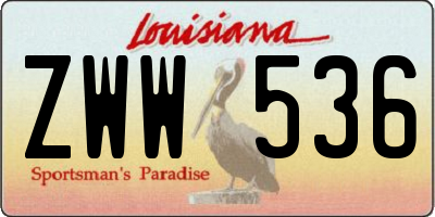 LA license plate ZWW536
