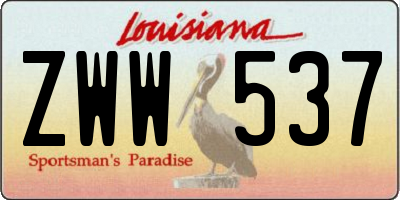 LA license plate ZWW537