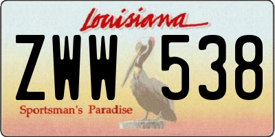 LA license plate ZWW538