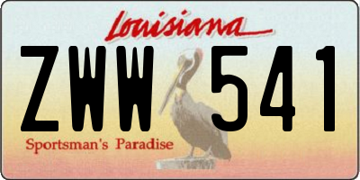 LA license plate ZWW541