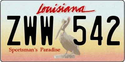 LA license plate ZWW542