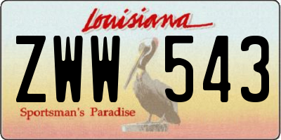 LA license plate ZWW543