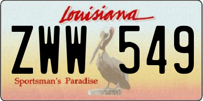 LA license plate ZWW549