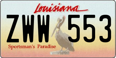 LA license plate ZWW553