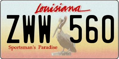 LA license plate ZWW560