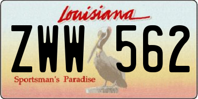 LA license plate ZWW562