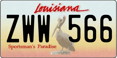 LA license plate ZWW566