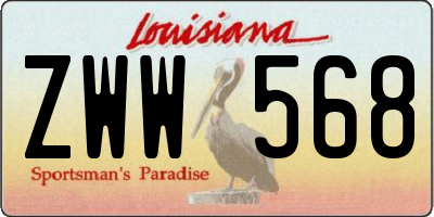 LA license plate ZWW568