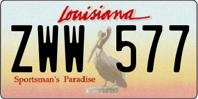 LA license plate ZWW577