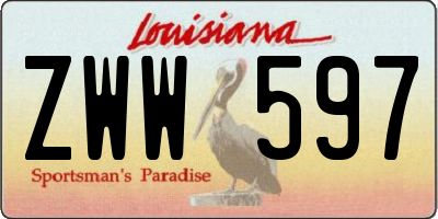 LA license plate ZWW597