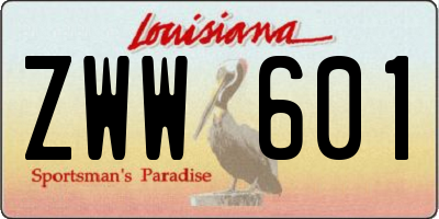 LA license plate ZWW601