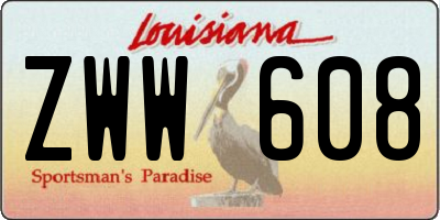 LA license plate ZWW608