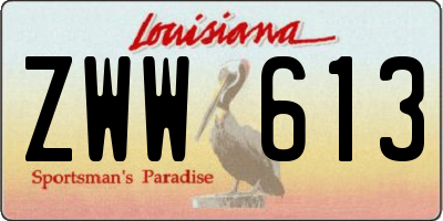 LA license plate ZWW613