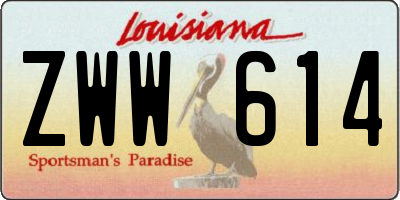 LA license plate ZWW614