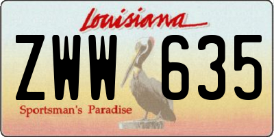 LA license plate ZWW635