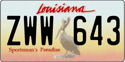 LA license plate ZWW643