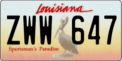 LA license plate ZWW647