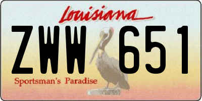 LA license plate ZWW651