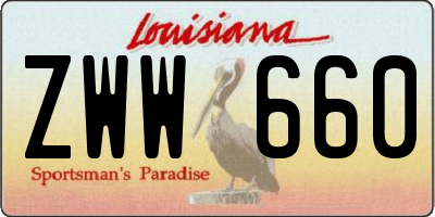 LA license plate ZWW660