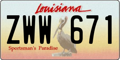 LA license plate ZWW671