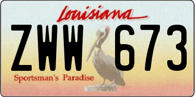LA license plate ZWW673