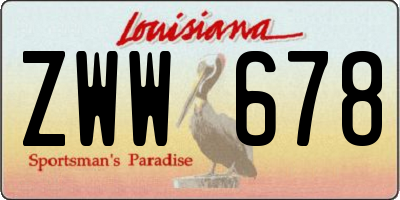 LA license plate ZWW678
