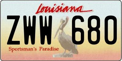 LA license plate ZWW680
