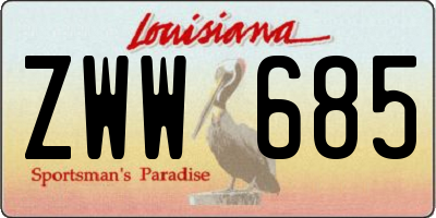 LA license plate ZWW685