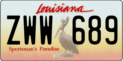 LA license plate ZWW689