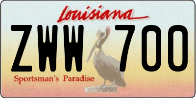 LA license plate ZWW700