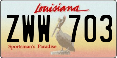 LA license plate ZWW703