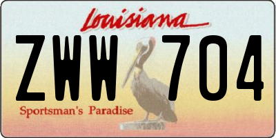 LA license plate ZWW704