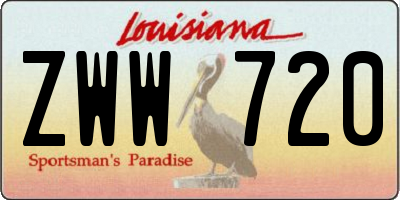 LA license plate ZWW720