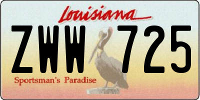LA license plate ZWW725