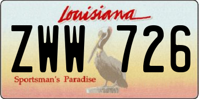 LA license plate ZWW726