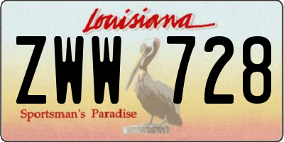 LA license plate ZWW728