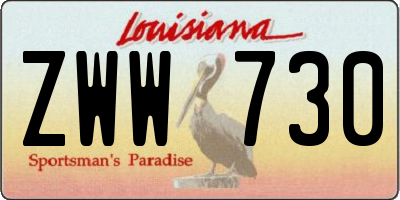 LA license plate ZWW730