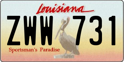 LA license plate ZWW731