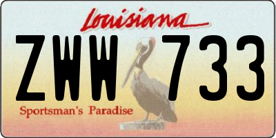 LA license plate ZWW733