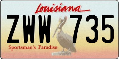 LA license plate ZWW735