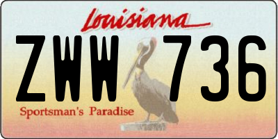 LA license plate ZWW736