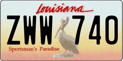 LA license plate ZWW740