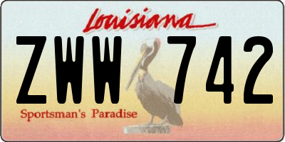 LA license plate ZWW742