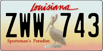 LA license plate ZWW743