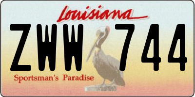 LA license plate ZWW744