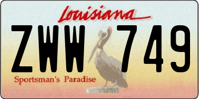 LA license plate ZWW749