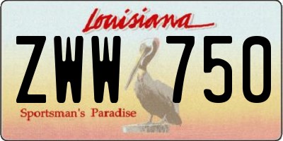 LA license plate ZWW750